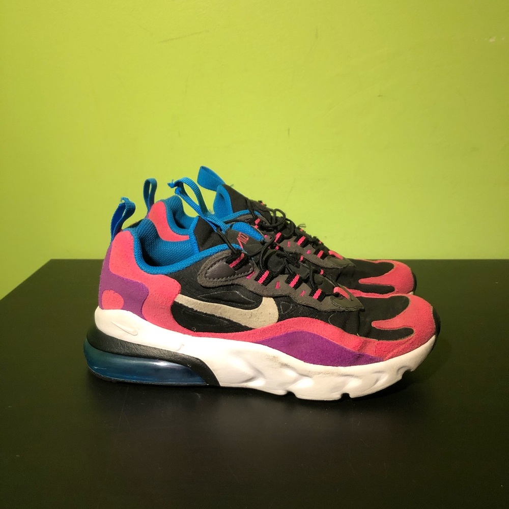 🎀 NIKE AIR MAX 270 REACT BLACK HYPER PINK VIVID PURPLE PRESCHOOL SHOES 🎀
